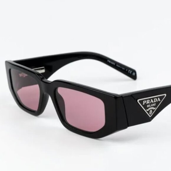 NEW Prada PR09ZS 16K30L Black Pink Unisex Rectangle Sunglasses PR 09ZS - Picture 6 of 10